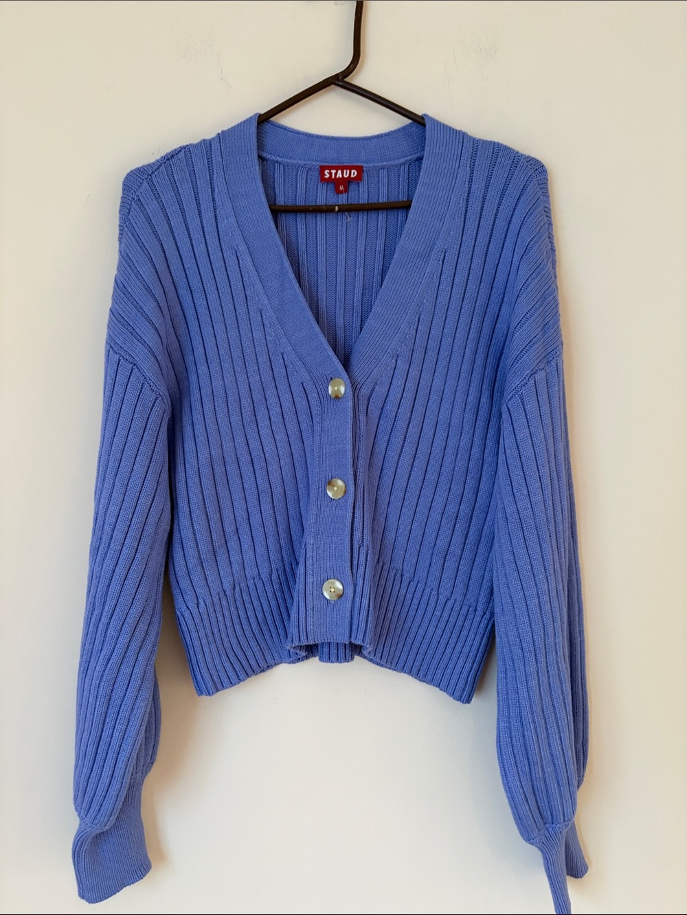 Staud Eloise blue v neck cardigan